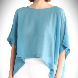 EILEEN FISHER NWT Bateau Neck Silk Batwing Top Size XXS/XS